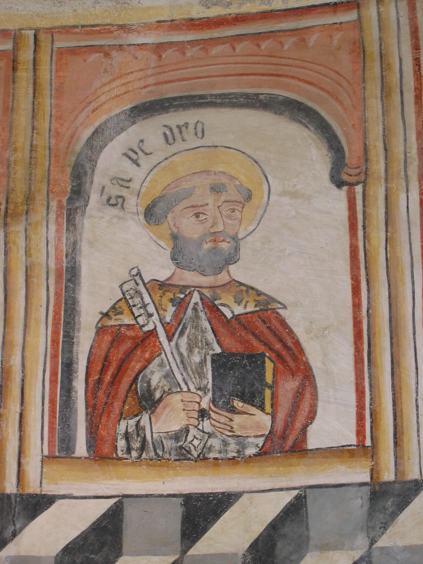 Peinture murale de saint Pierre dans l’église Santa María de Melide